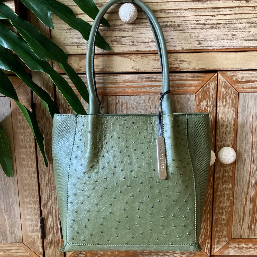 Ostrich LEATHER Handbag Tote Shoulder Bag Purse